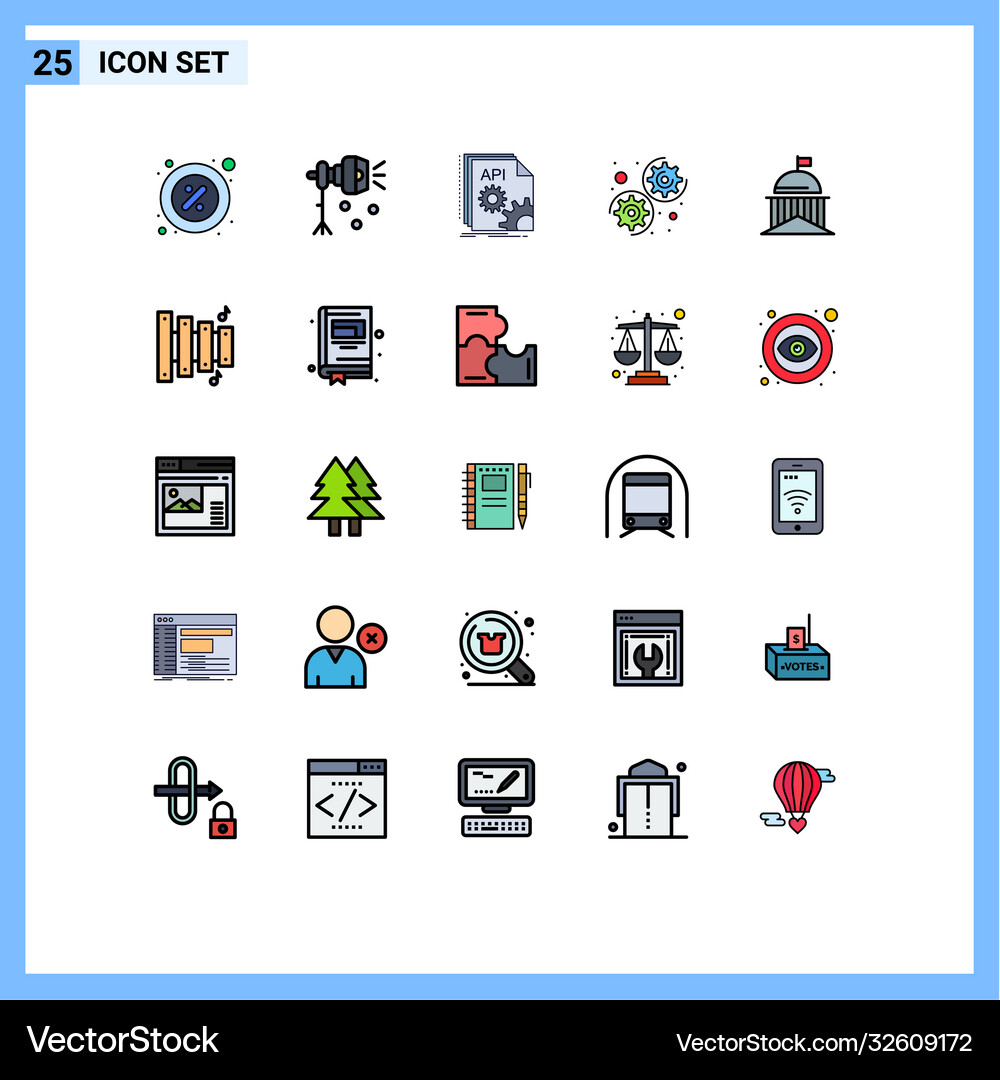 User interface pack 25 basic filled line flat Vector Image