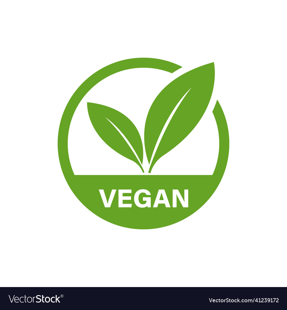 Vegan round icon green organic isolated logo food