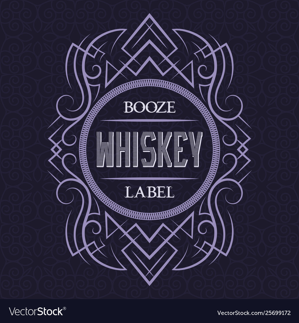 Whiskey booze label design template patterned