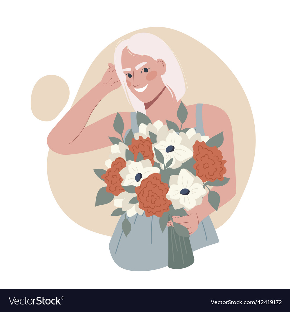 Frau mit Bouquet