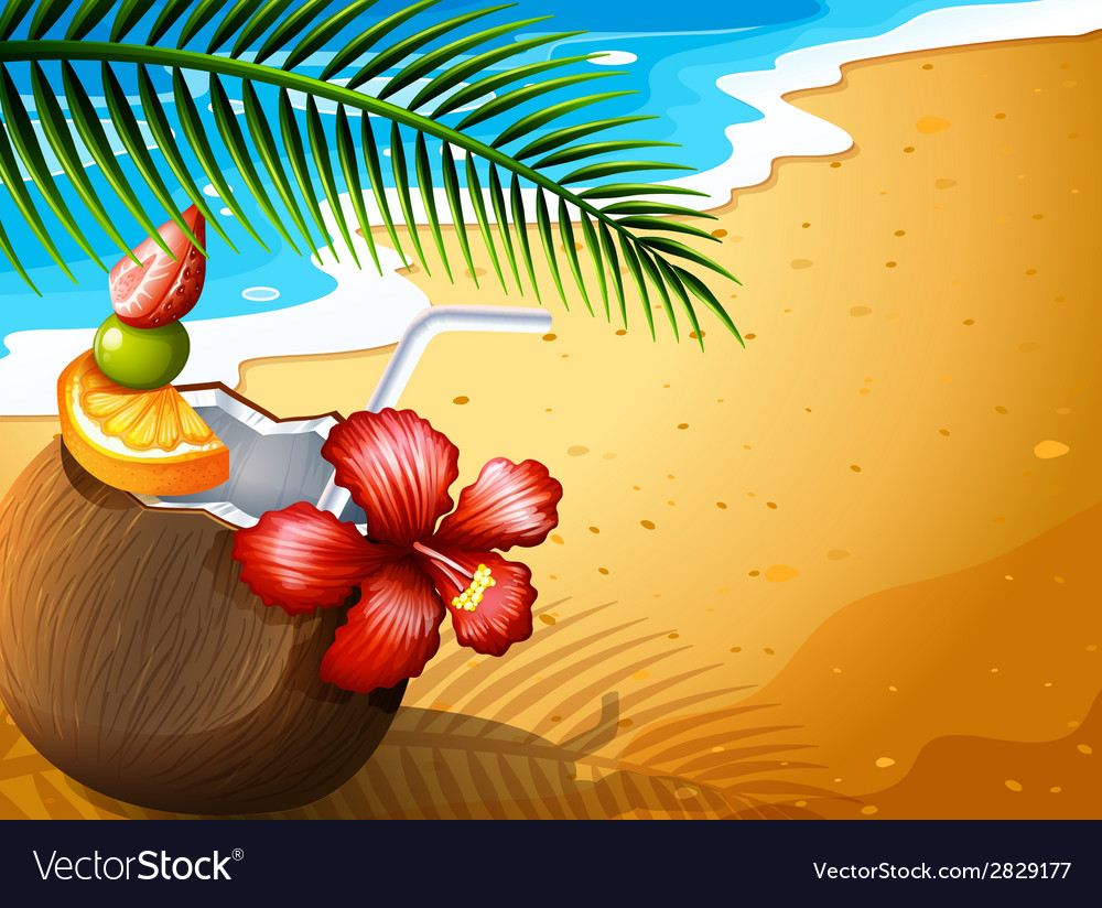 A refreshing coconut juice drink at the beach