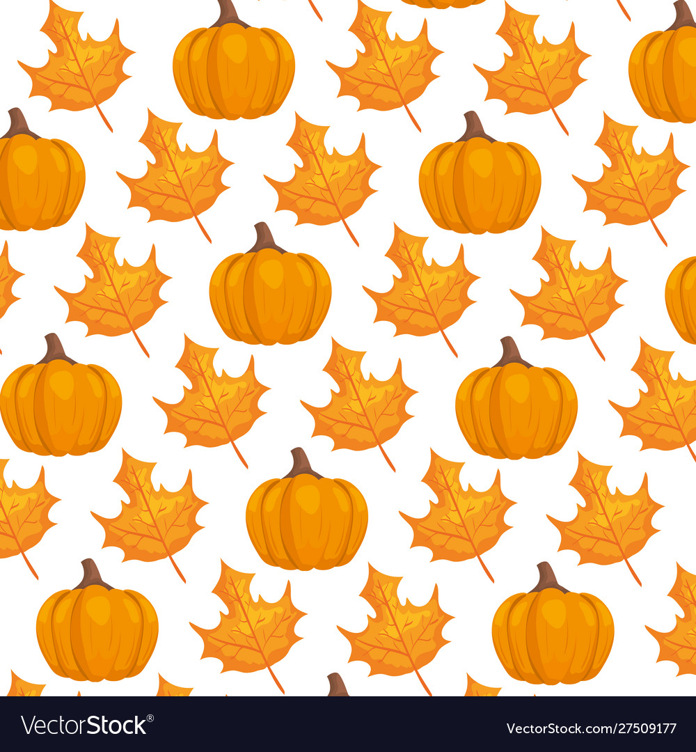 Autumn pattern with leafs and pumpkins