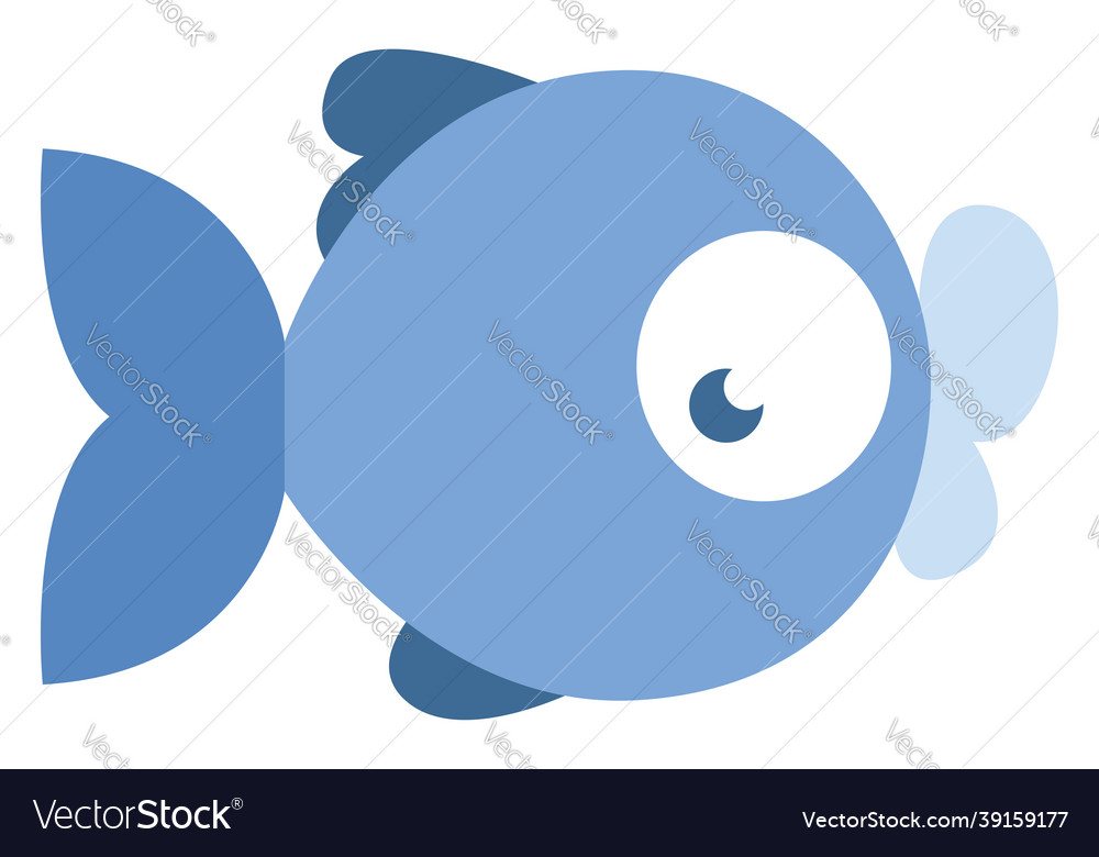 Blue round fish on a white background