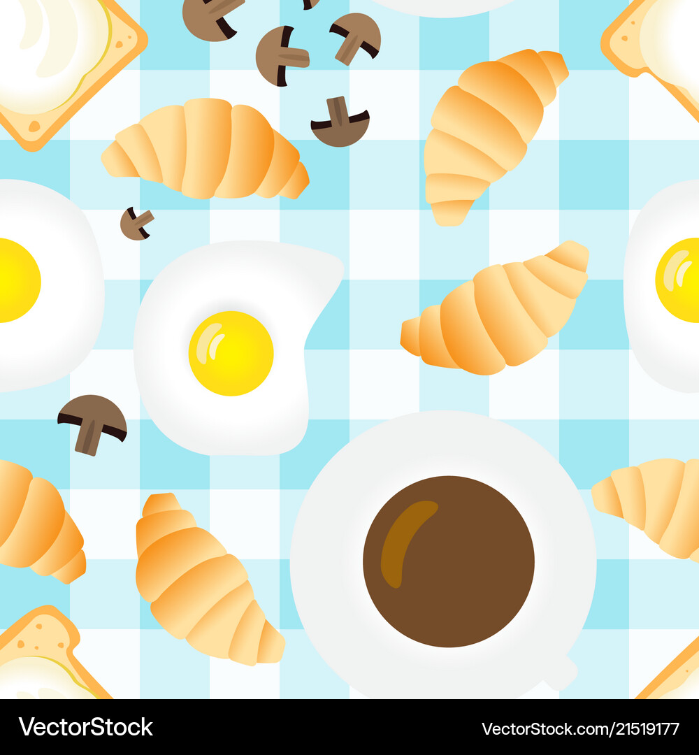 Breakfast seamless pattern in flat cartoon style Vector Image