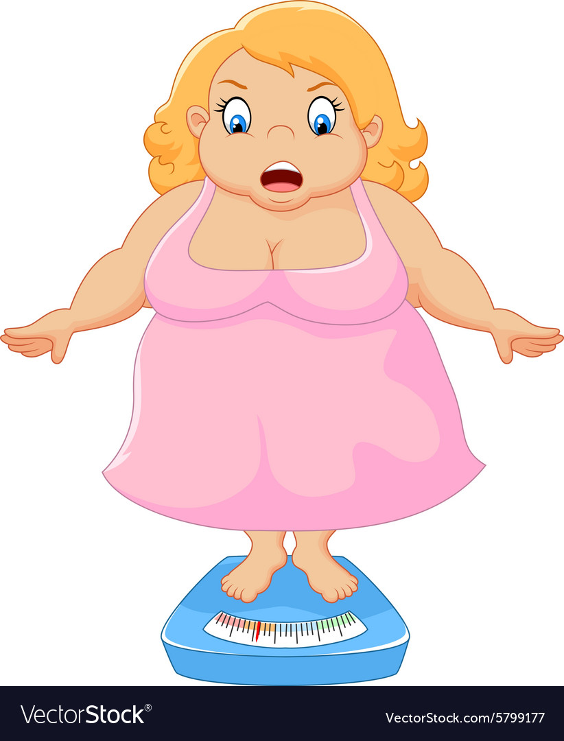 Cartoon Fat Women Shocked To See Scale Royalty Free Vector 