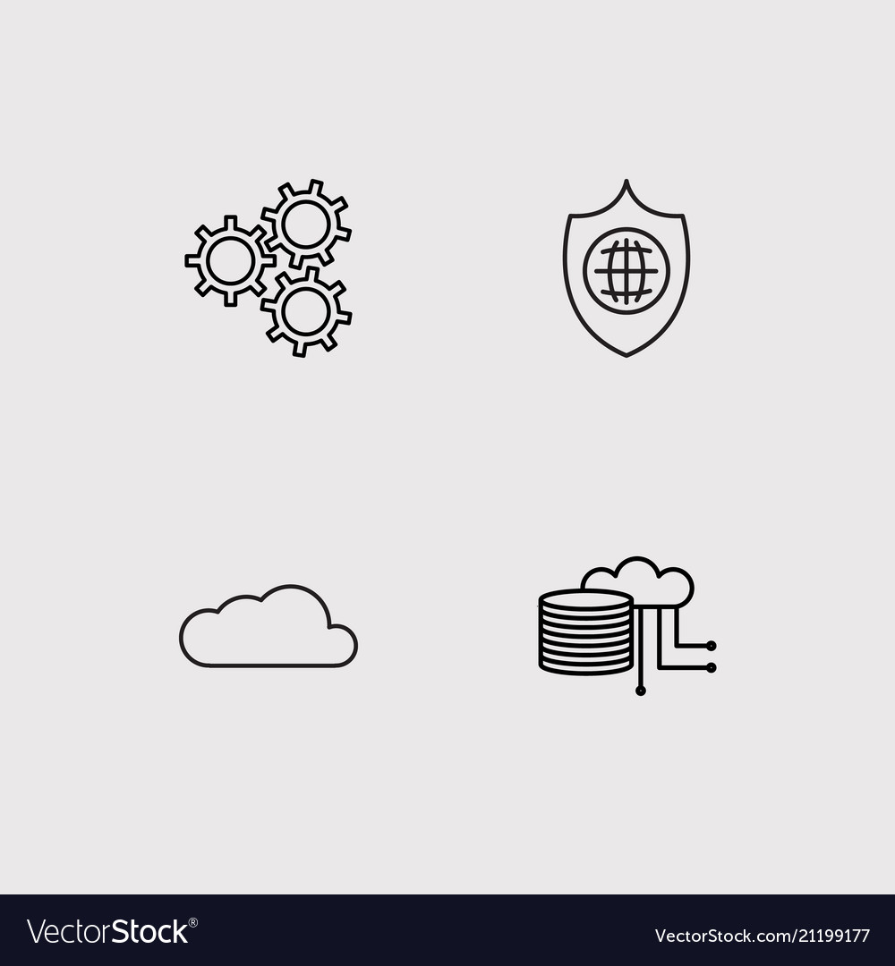 Data analytics simple linear icons set outlined