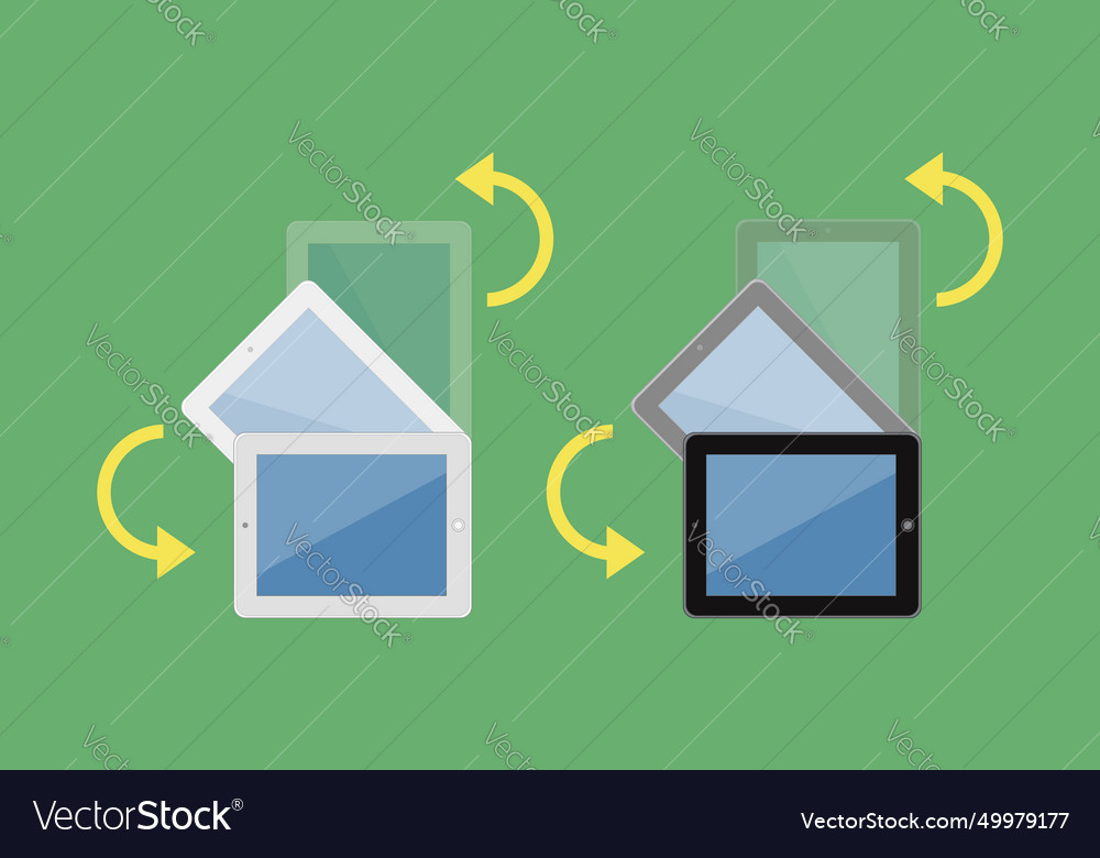 Display tablet screen turning visual instruction