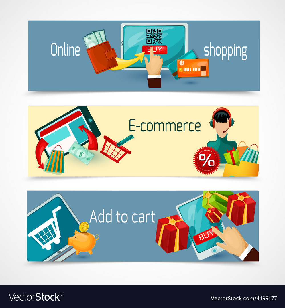 E-commerce banner set Royalty Free Vector Image