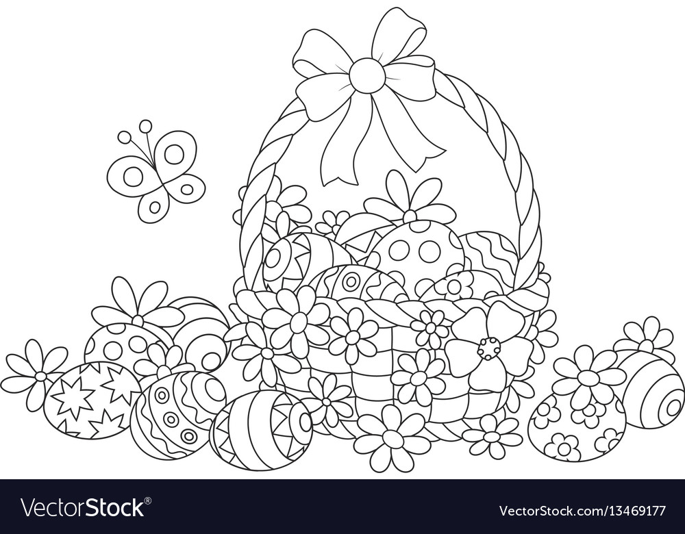 Easter wicker basket Royalty Free Vector Image