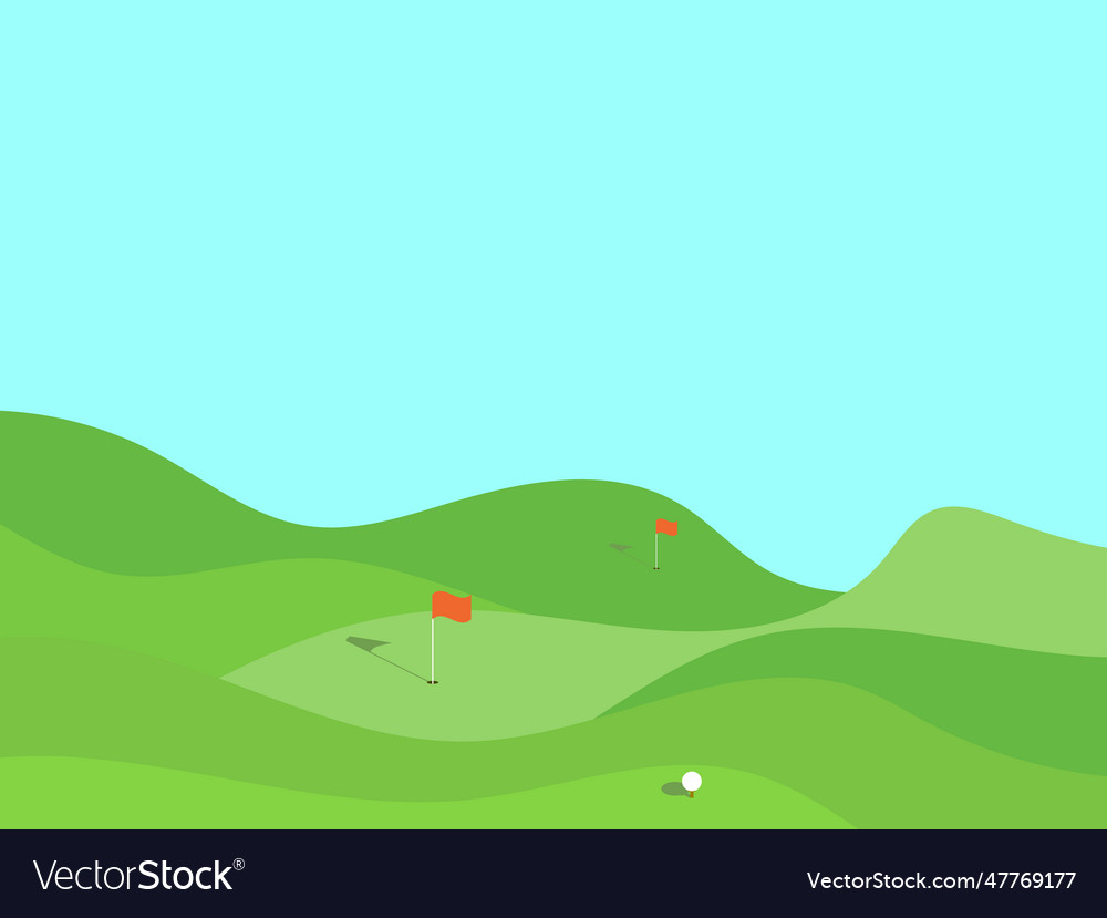 Golf field wavy green meadow in a minimalist