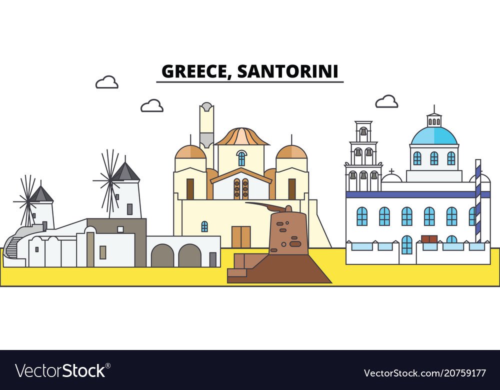 Greece santorini city skyline architecture Vector Image