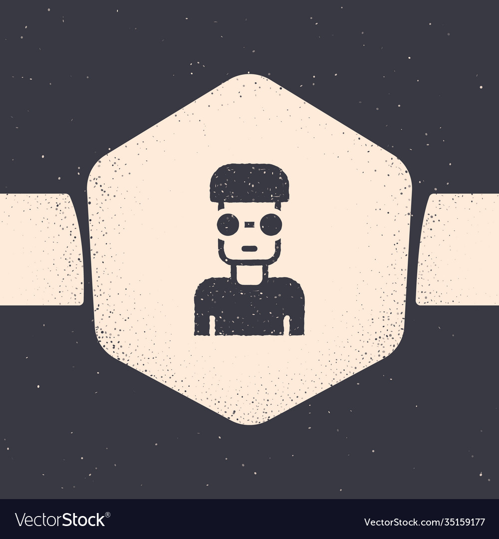 Grunge nerd geek icon isolated on grey background vector image Grunge nerd geek icon isolated on grey background