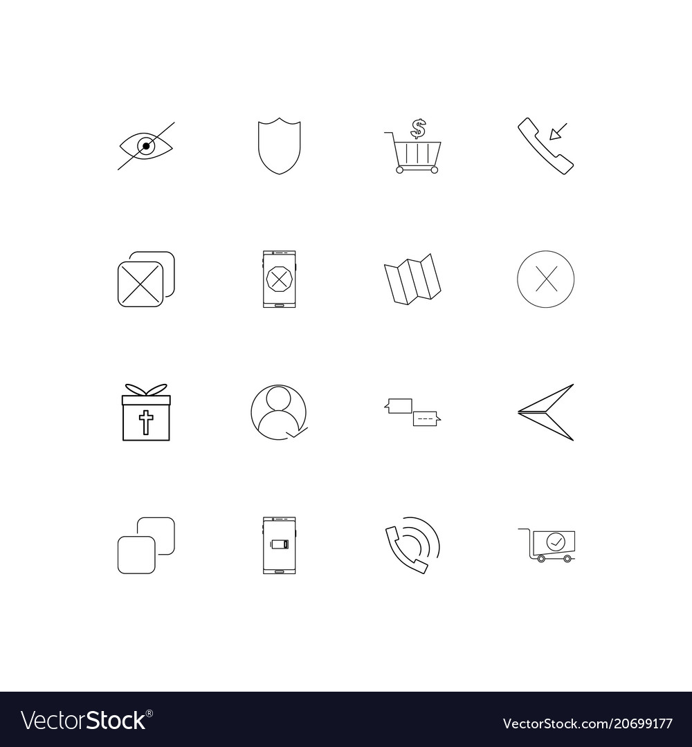 Interface simple linear icons set outlined