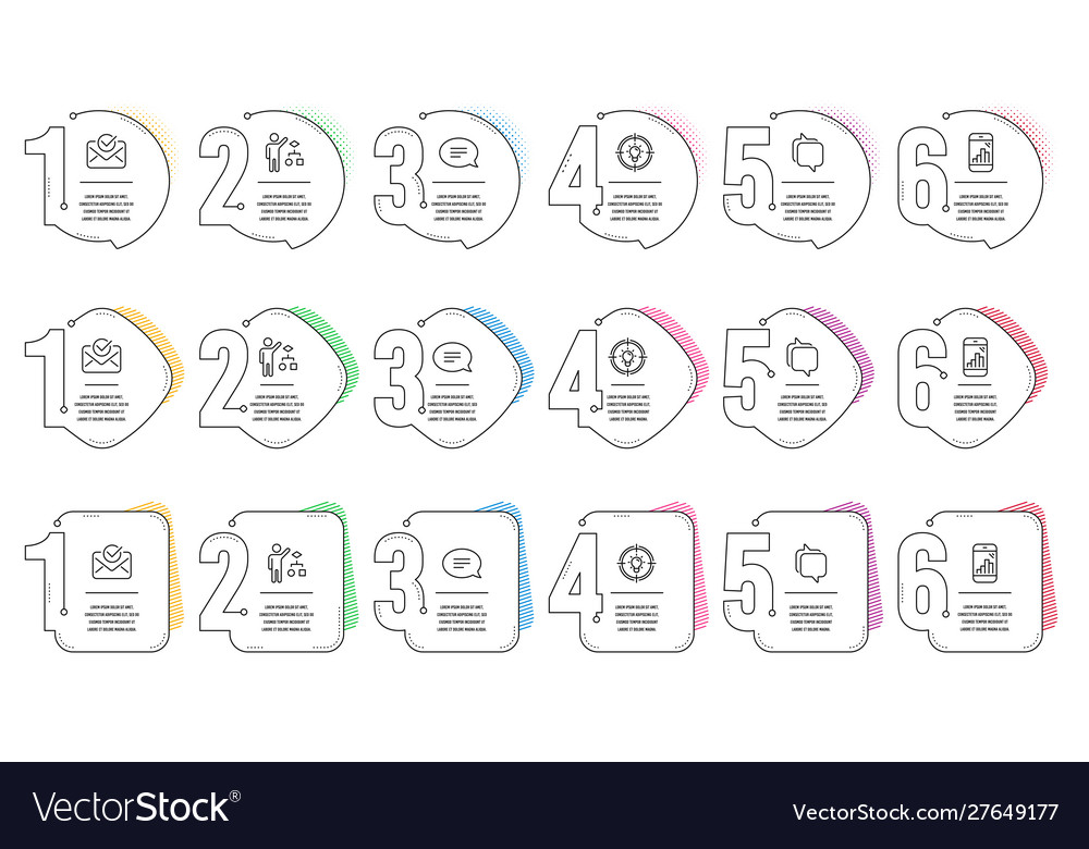 Messenger approved mail and algorithm icons set vector image Messenger approved mail and algorithm icons set