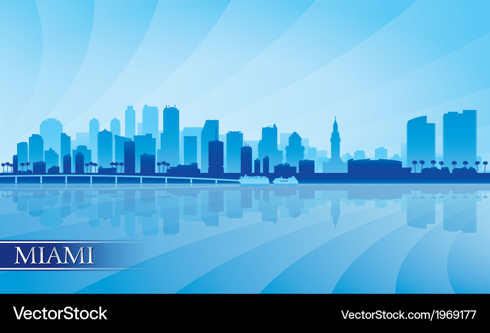 Miami city skyline silhouette background Vector Image
