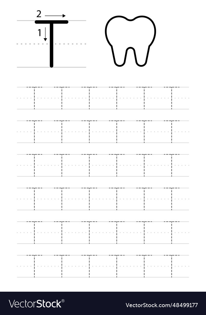printable-letter-t-alphabet-tracing-worksheet-vector-image for Free Printable Letter T Tracing Worksheets Printable letter t alphabet tracing worksheet Vector Image for Free Printable Letter T Tracing Worksheets