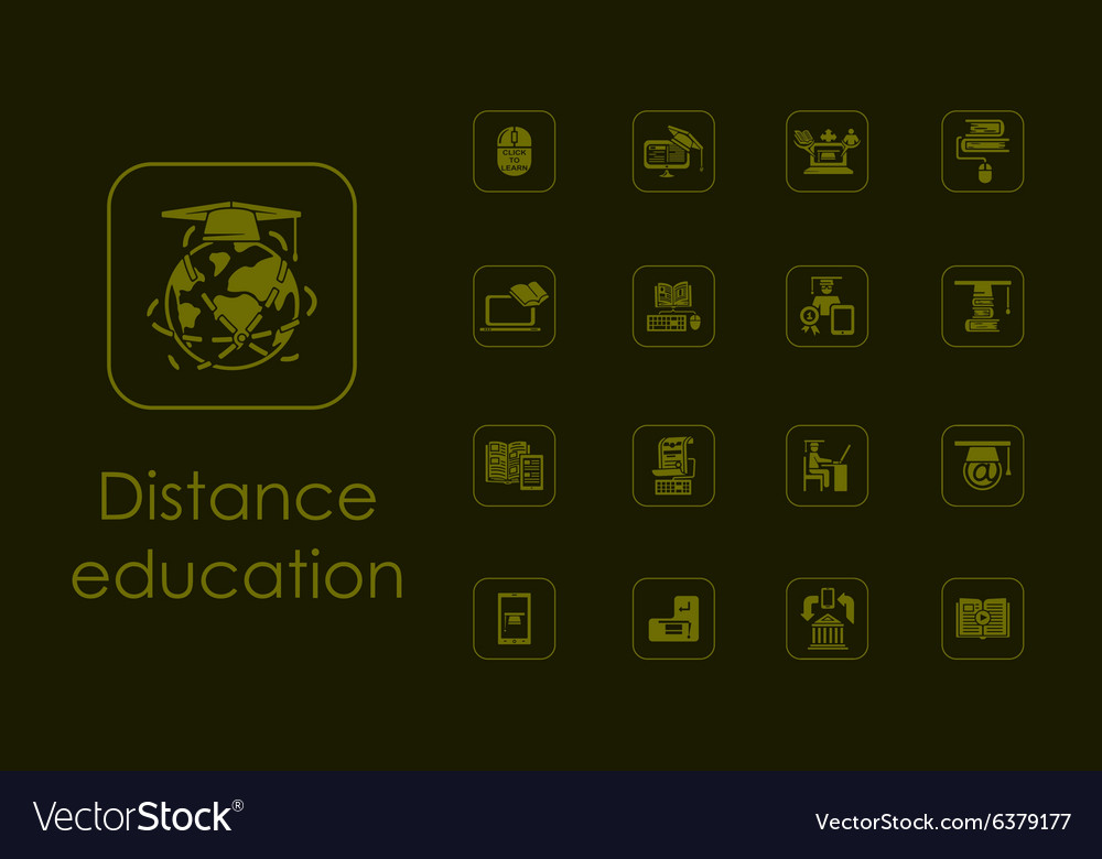 Set of distance learning simple icons