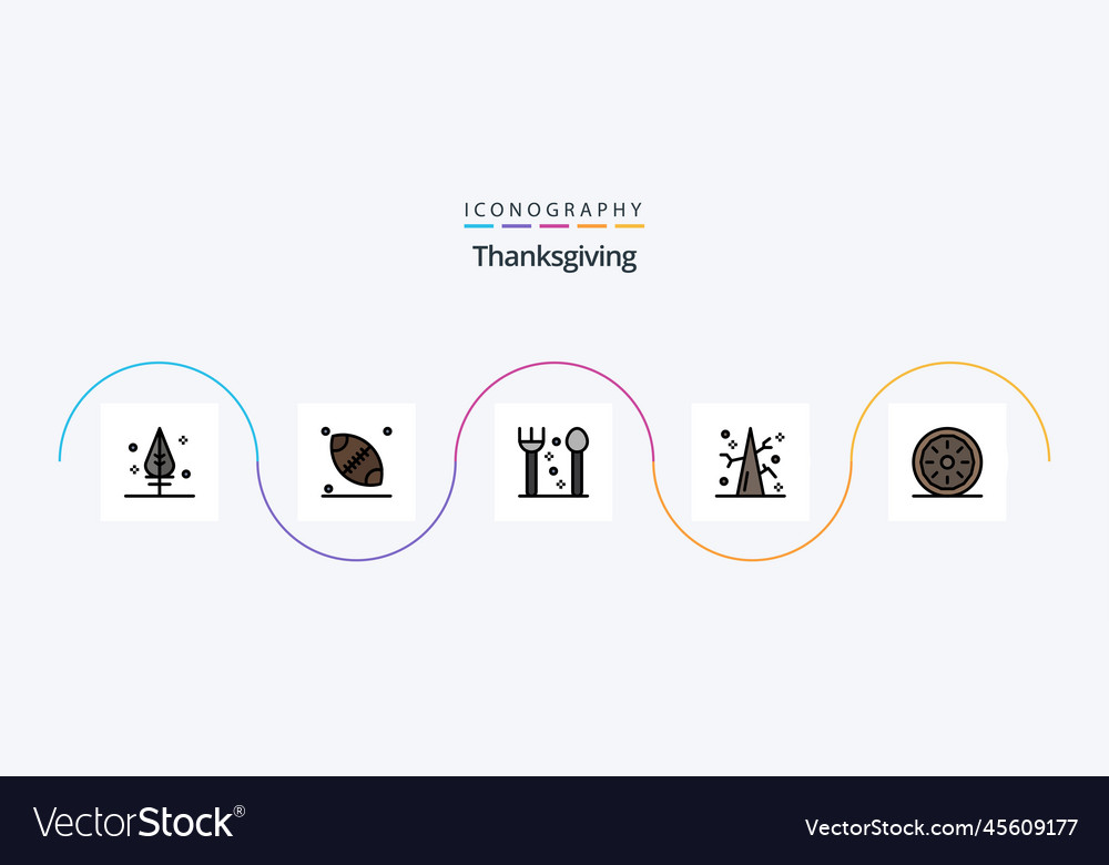 Thanks giving line filled flat 5 icon pack