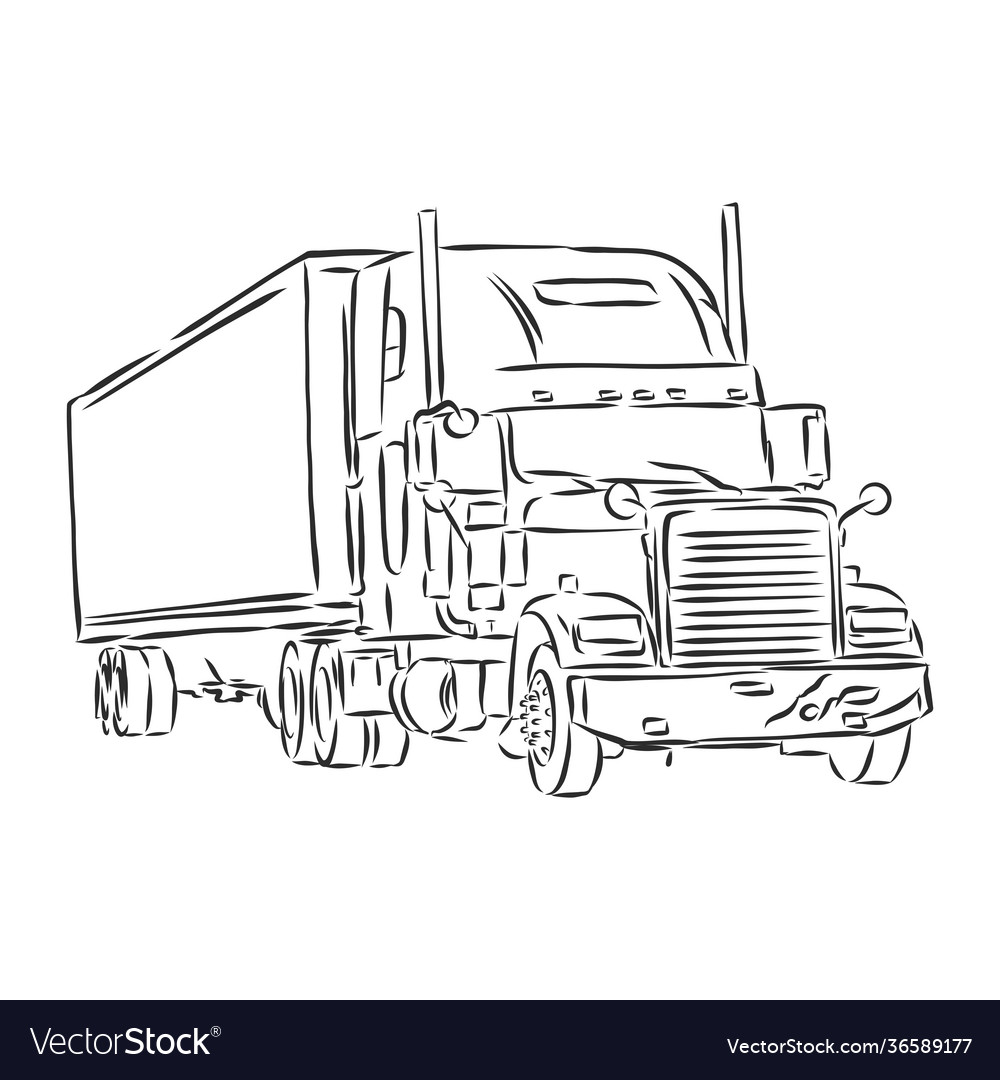 Truck symbol sketch in simple lines