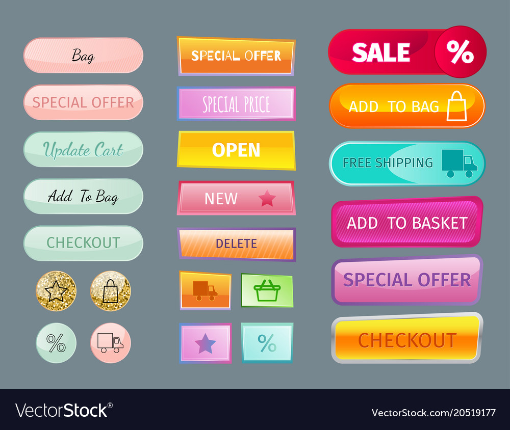Web elements shop buttons buy element cart