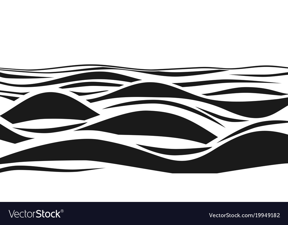 Download Abstract black and white striped 3d waves Vector Image