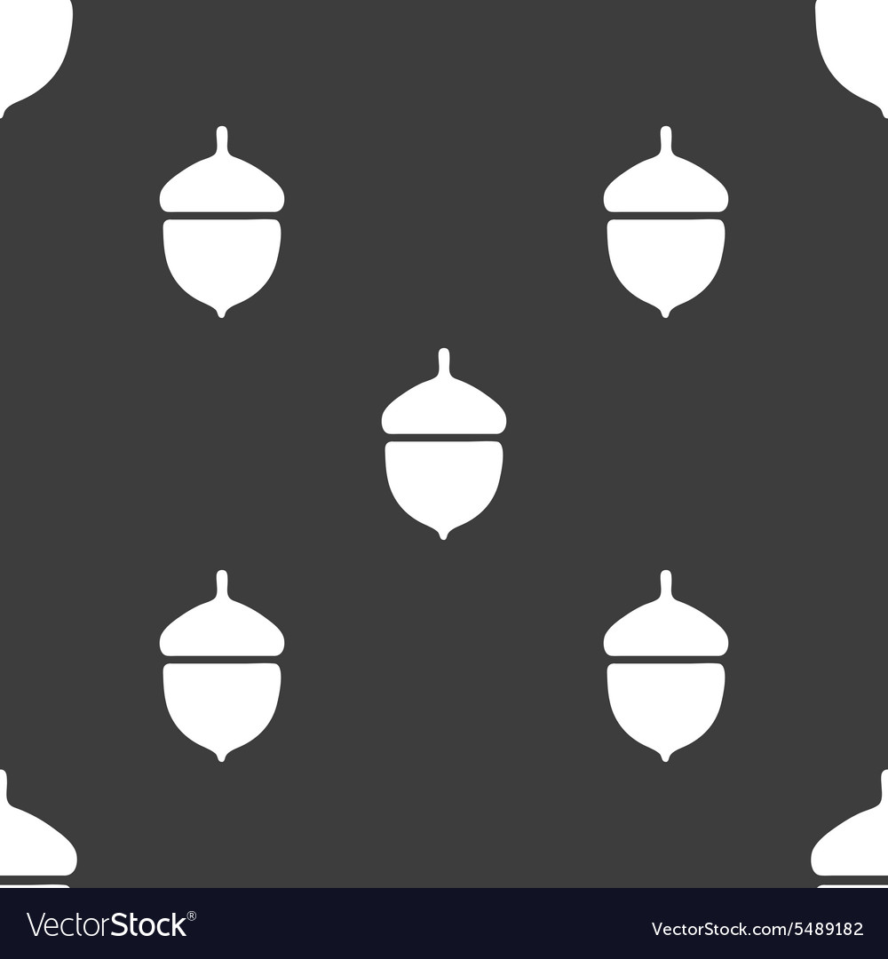Acorn icon sign seamless pattern on a gray