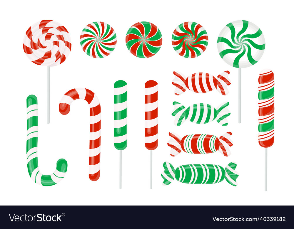 Christmas candy set of red and green candies