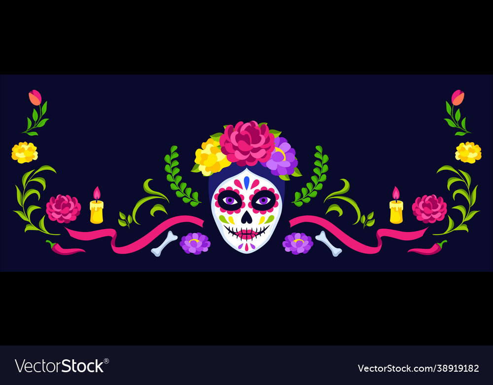 Day dead decorative frame dia de los