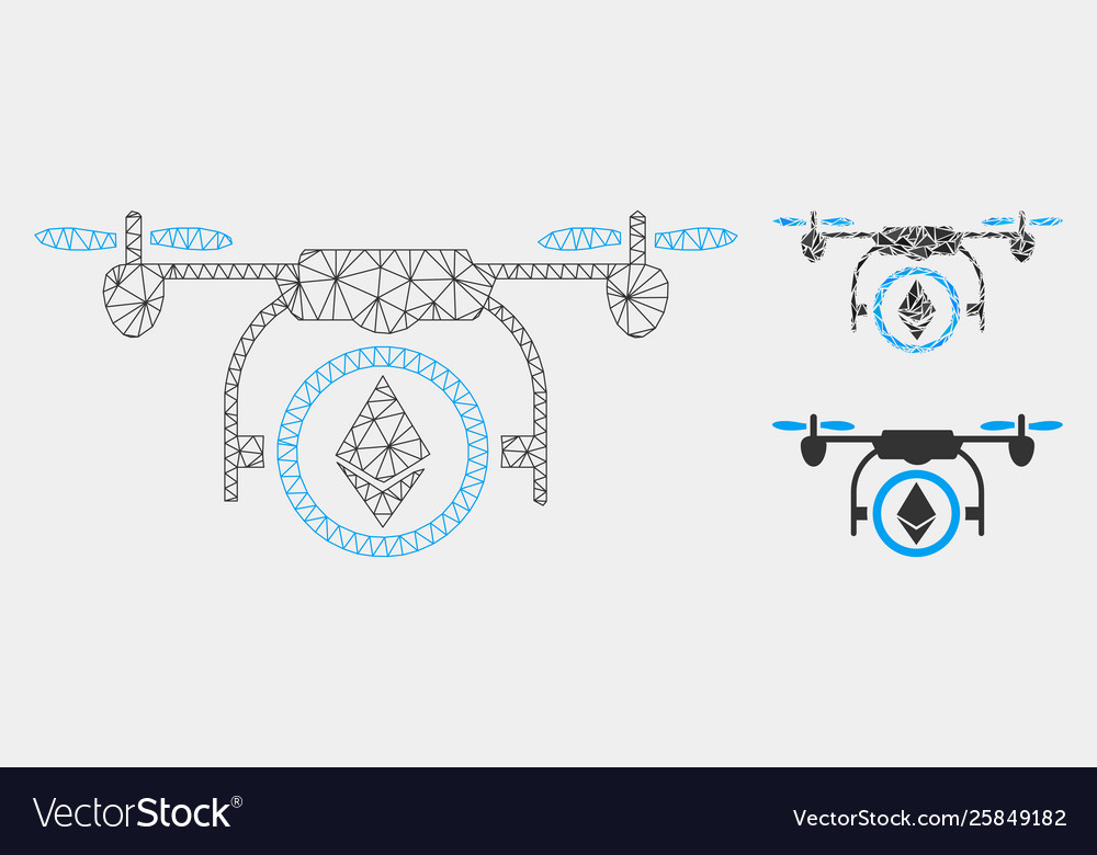 Ethereum copter mesh 2d model and triangle vector image Ethereum copter mesh 2d model and triangle