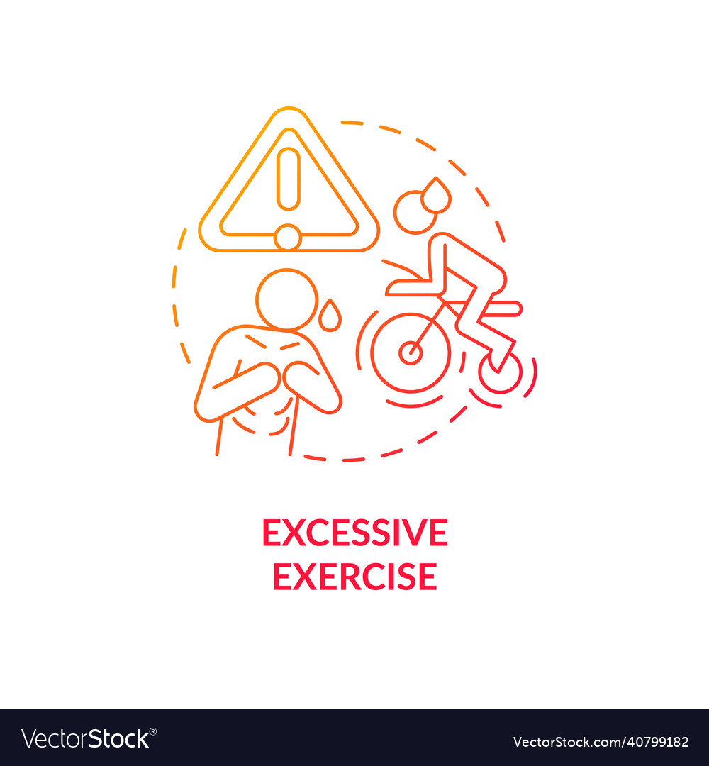 Excessive exercise red gradient concept icon vector image Excessive exercise red gradient concept icon