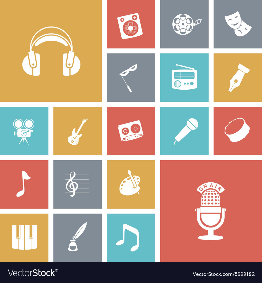 Flat Design Icons For Music And Sound Royalty Free Vector