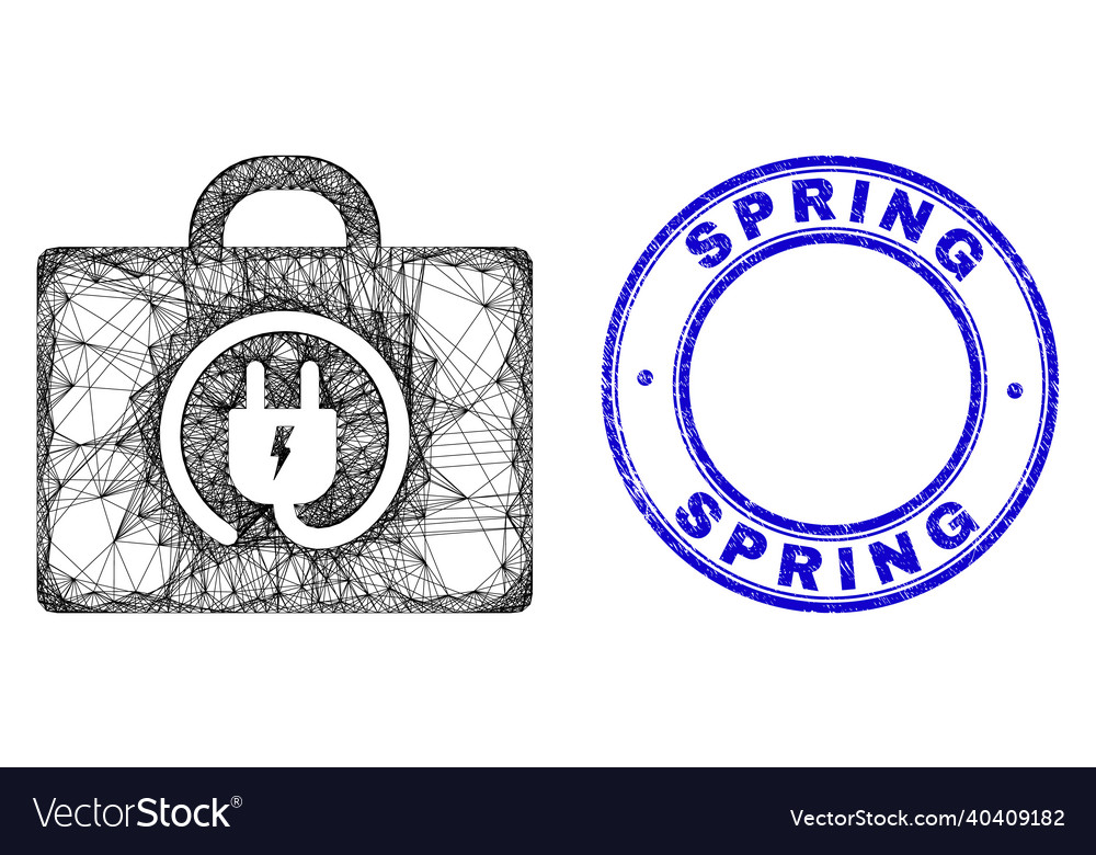 Grunge spring seal and linear irregular mesh