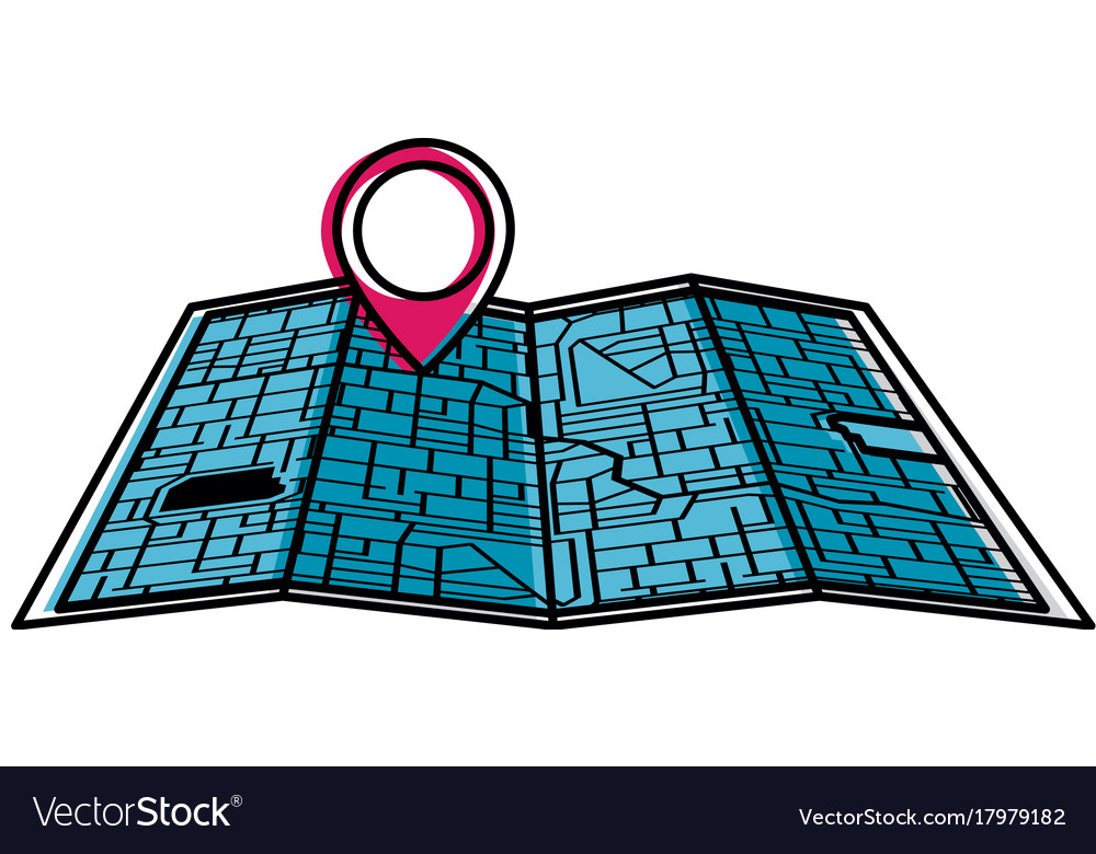 Paper map with pointer location isolated icon