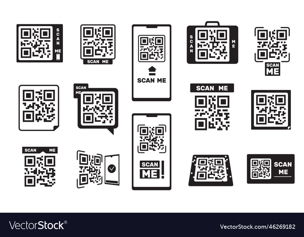 Qr codes barcode smartphone id frame scanning Vector Image