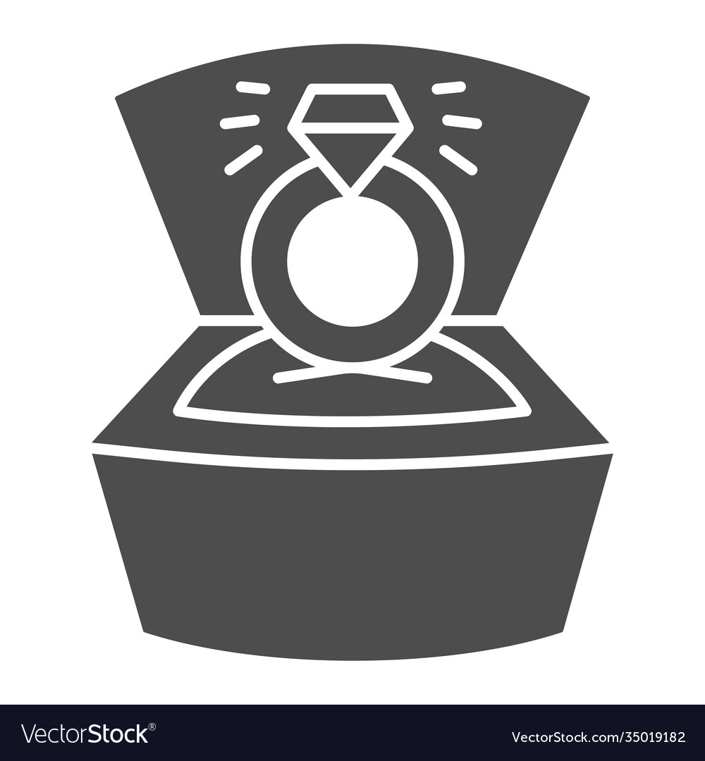 Ring with diamond in open box solid icon