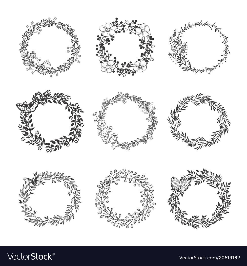 Set beautiful wreath Royalty Free Vector Image