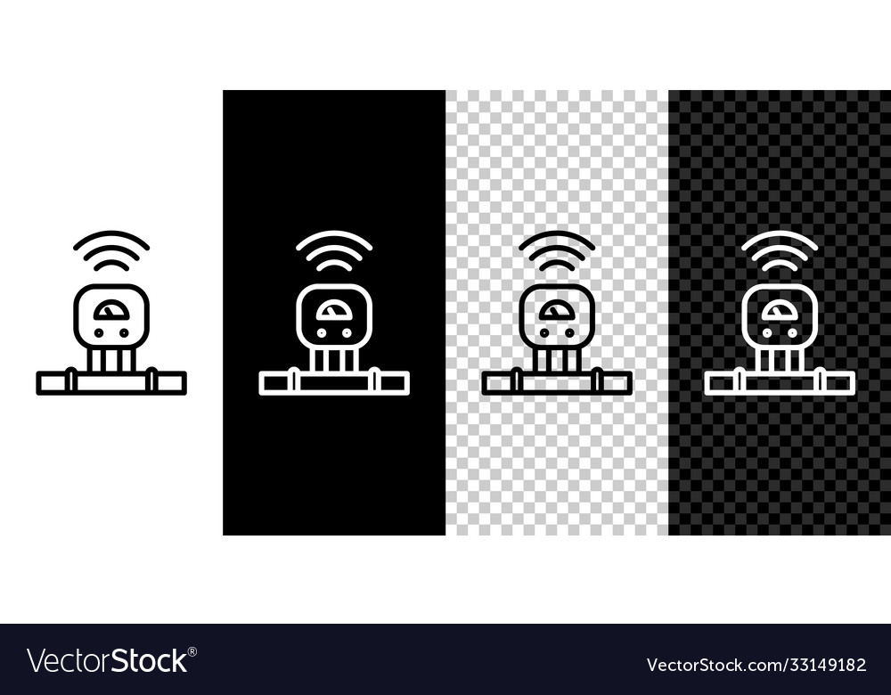 Set line smart sensor system icon isolated