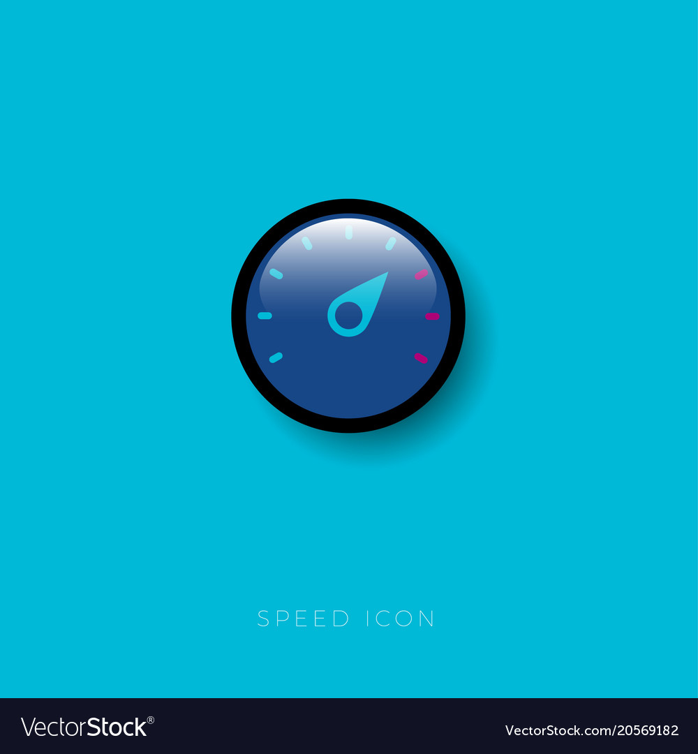 Speed icon speedometer glossy button Royalty Free Vector
