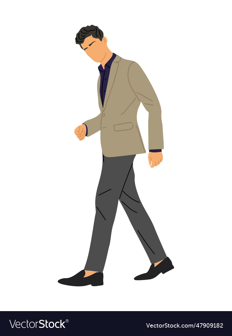 Young Business Man Walking Side View Royalty Free Vector