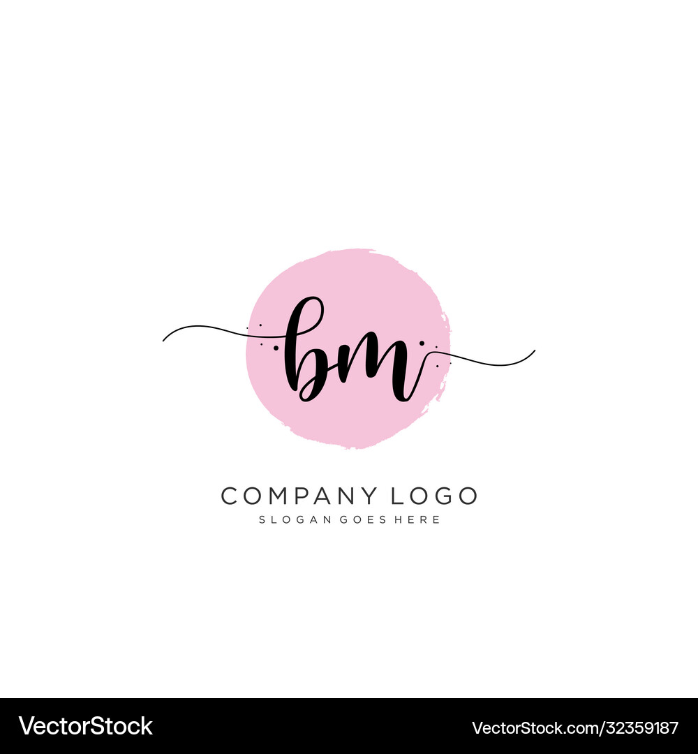Bm initial handwriting logo design Royalty Free Vector Image