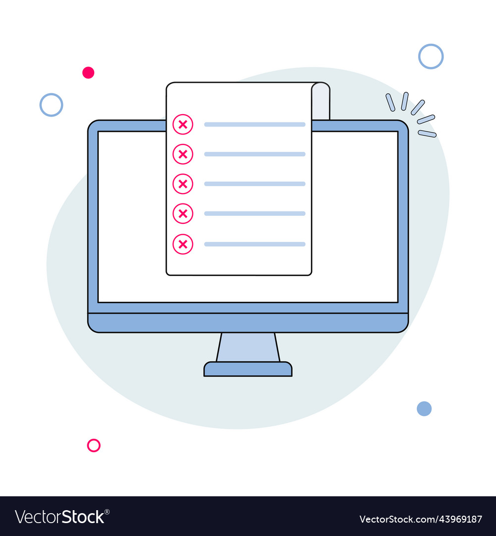 Checkliste Dokument mit Kreuzzeichen im Computer