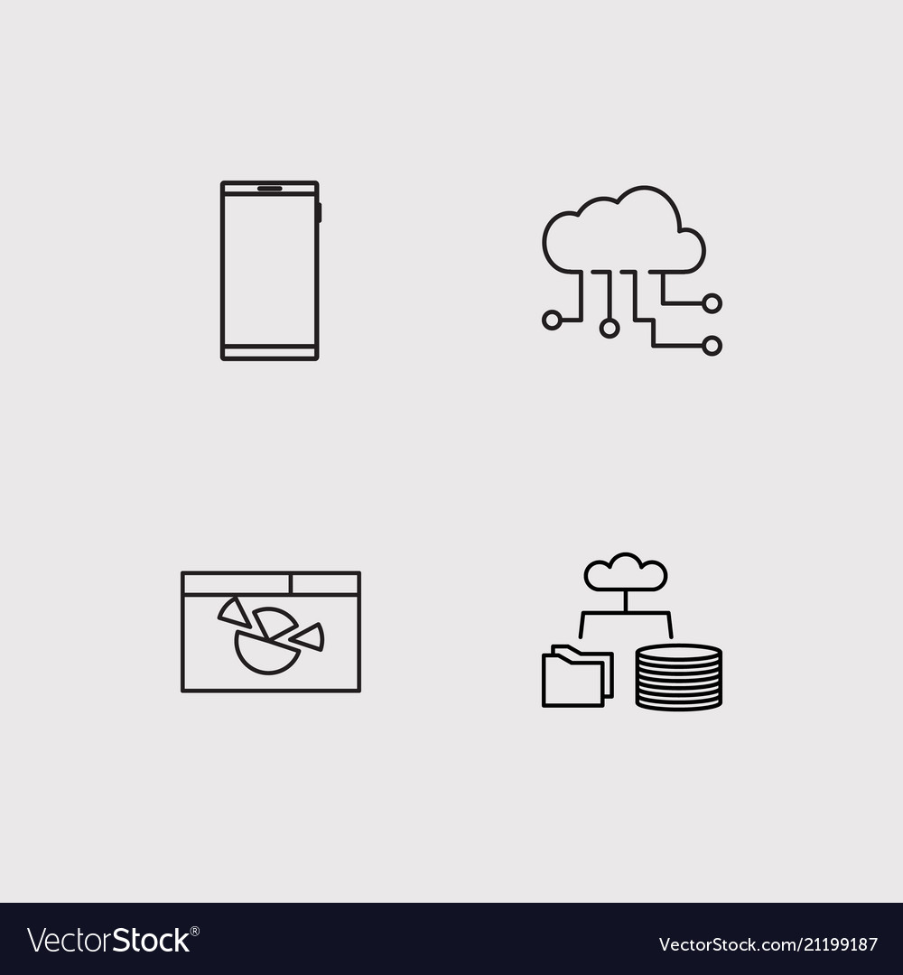 Data analytics simple linear icons set outlined