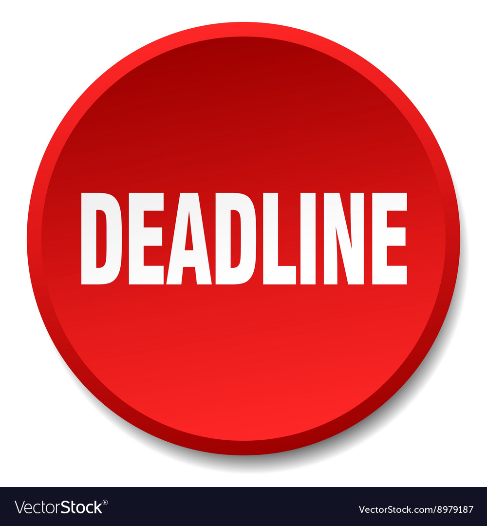 Deadline red round flat isolated push button