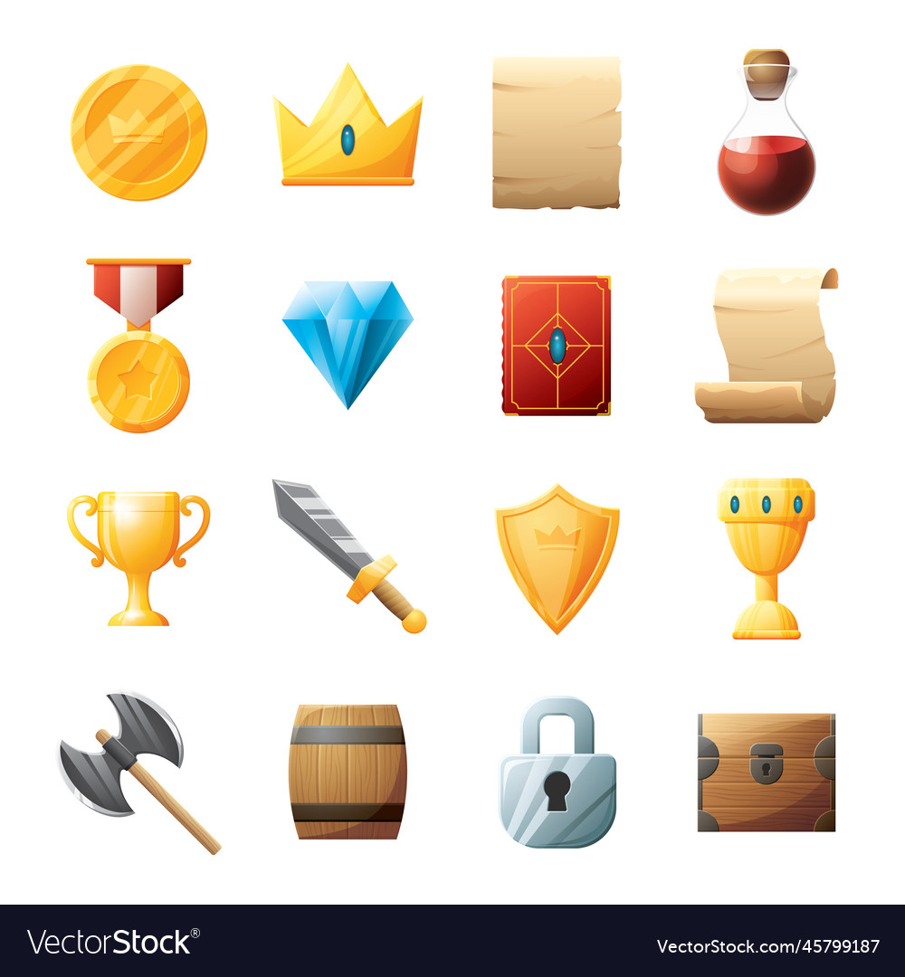 Game ui assets set gaming user interface icons vector image Game ui assets set gaming user interface icons
