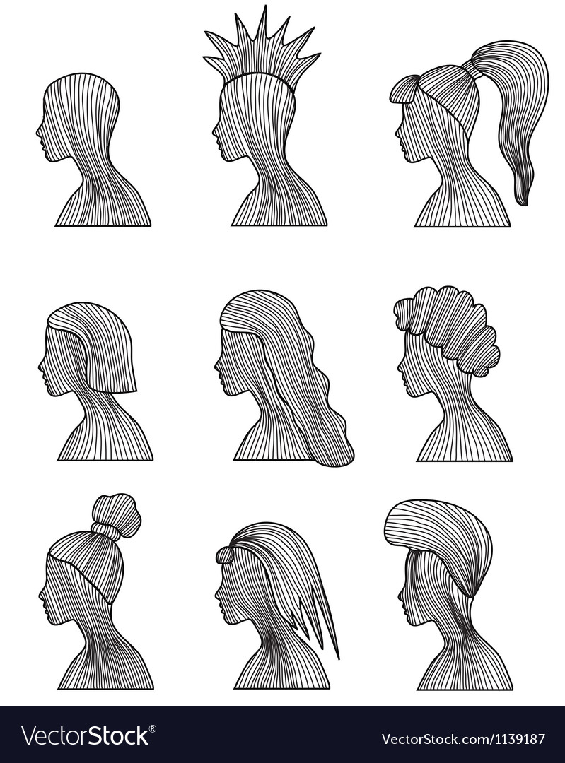 Hairstyles Set Royalty Free Vector Image Vectorstock