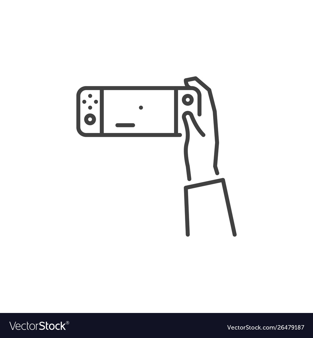 Hand with handheld game console concept vector image Hand with handheld game console concept