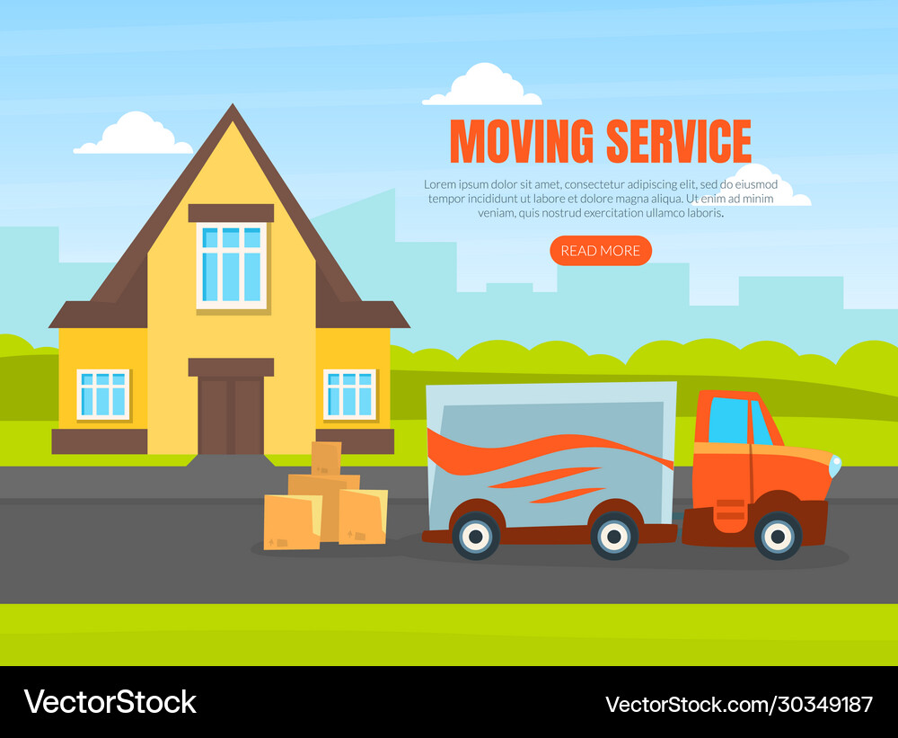 Moving service landing page template delivery van Vector Image