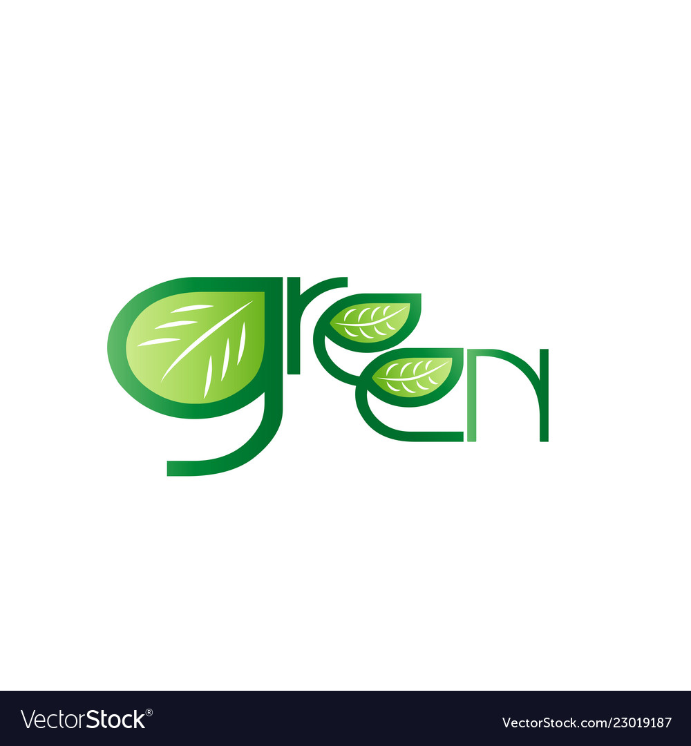 Text green with leaf icon