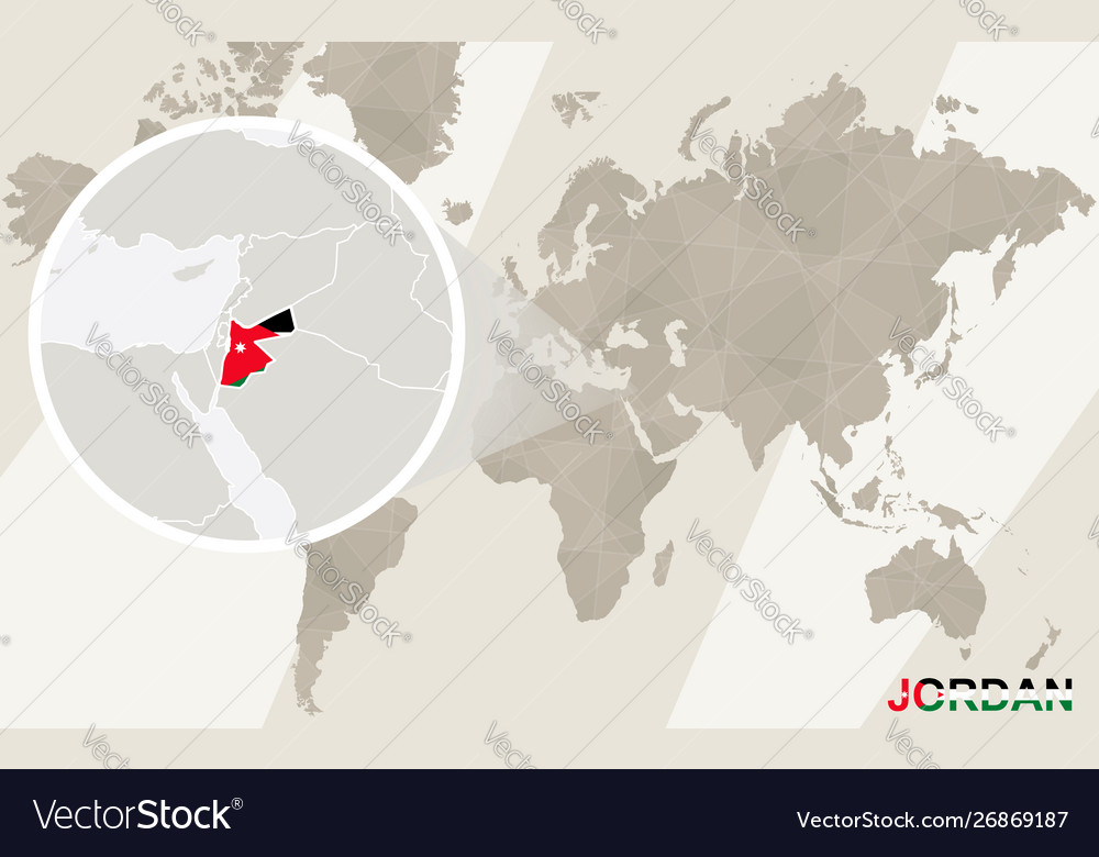 Zoom on jordan map and flag world