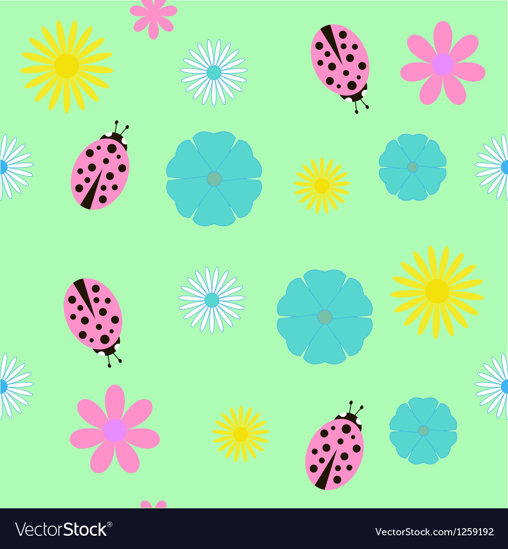 Background with flowers and ladybird